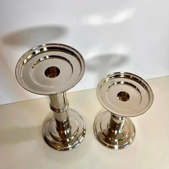 Vintage Silver plated Candle Holders Set of 2 tall and short - Picture 4 of 10